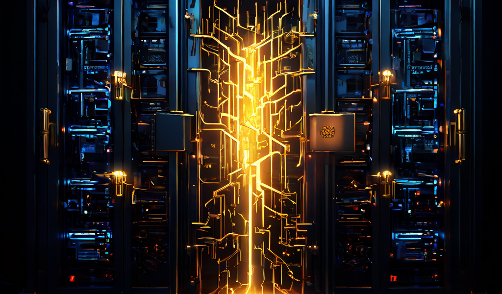 검은 금이 간 서버 랙에서 오싹하게 떠오르는 황금 열쇠와 함께 손상된 로그 파일로부터 데이터 오류가 유출되는 사이버 보안 위협 상황을 상징적으로 묘사한 이미지입니다.