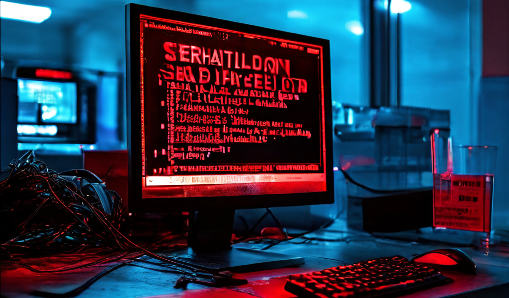 컴퓨터 화면에 데이터 직렬화 로드 실패를 알리는 빨간색 오류 메시지와 경고 아이콘이 표시된 손상된 데이터 스트림이 나타나 있습니다.