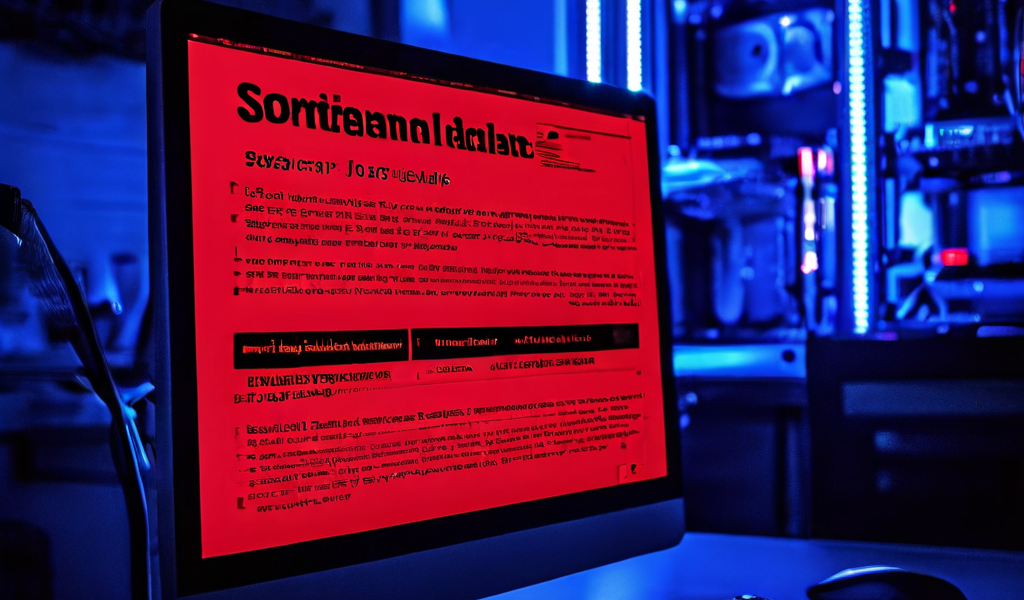 컴퓨터 화면에서 정렬 작업 실패를 알리는 빨간색 오류 메시지가 나타나며 파일 목록이 혼란스럽게 표시된 디지털 작업 환경의 문제 상황을 묘사합니다.