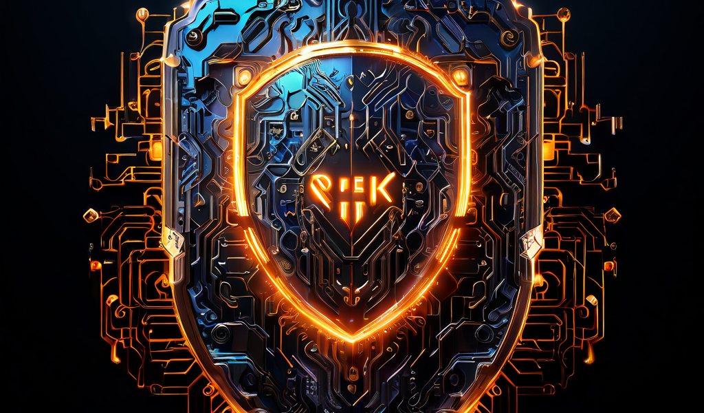 빛나는 복잡한 회로 기판이 요새 방패와 결합하며 높이 솟은 이더리움 블록체인을 오르고, 중심부에서 ZK-Rollup 텍스트가 보안성과 확장성을 갖춘 거래를 상징적으로 빛내고 있는 개념도입니다.