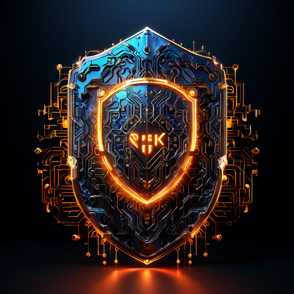 빛나는 복잡한 회로 기판이 요새 방패와 결합하며 높이 솟은 이더리움 블록체인을 오르고, 중심부에서 ZK-Rollup 텍스트가 보안성과 확장성을 갖춘 거래를 상징적으로 빛내고 있는 개념도입니다.