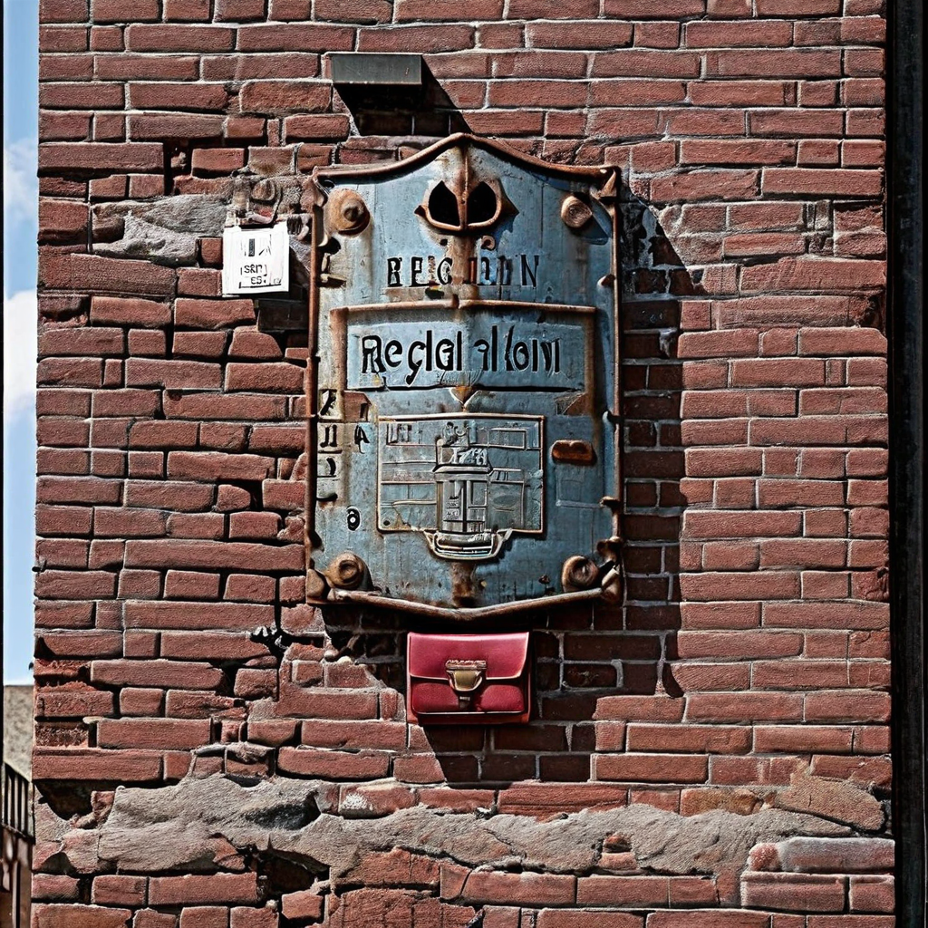 규제라는 벽돌 담장에 갇힌 지갑이 법률의 위협을 받는 모습을, 체크리스트 방패가 이를 보호하는 것을 상징적으로 보여주는 이미지입니다.