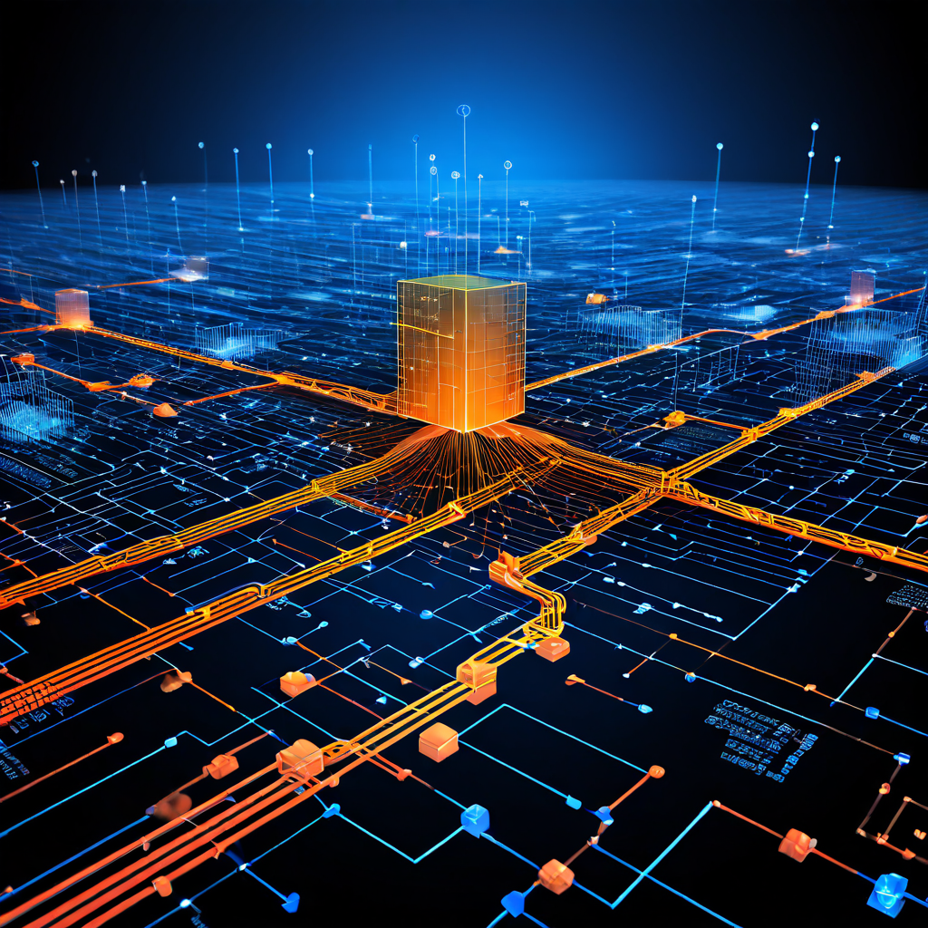 블록체인 합의 알고리즘의 핵심 개념을 설명하는 이미지로, 지분 증명과 다양한 합의 방식이 독립적이면서도 상호 연결된 경로를 형성하며 중앙 원장에 수렴하는 모습을 도식화한 다이어그램입니다.