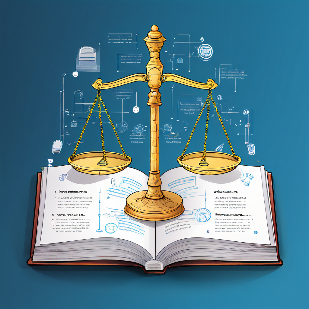 신뢰 형성과 검증 과정을 다루는 내용의 책에서 한쪽 페이지에는 균형 잡힌 저울을, 다른 페이지에는 신뢰와 검증 단계를 나타내는 흐름도가 펼쳐져 있습니다.