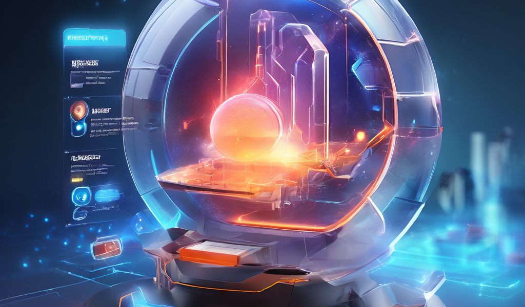 Futuristic dashboard alert interface showing a glowing scheduled launch window before multi-game activation, with layered data...