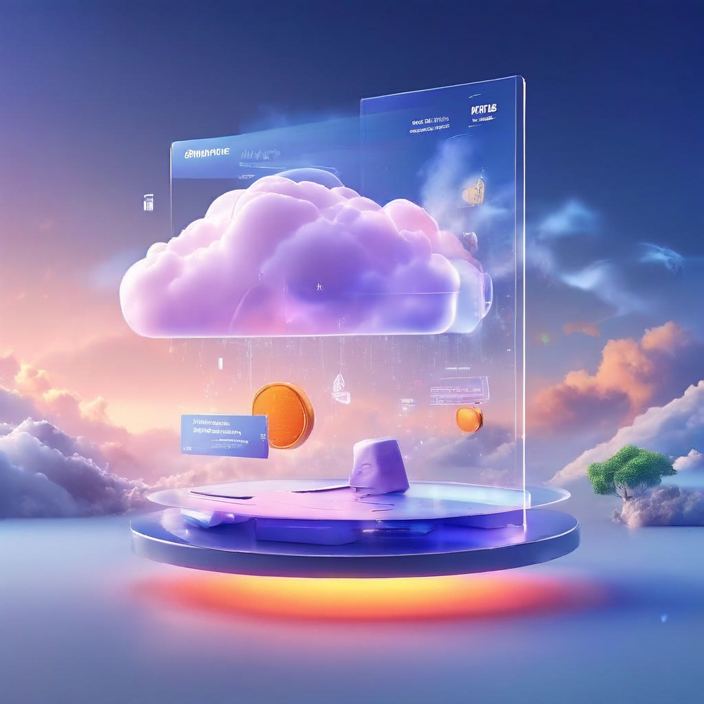 A premium futuristic digital platform scene showing a secure cloud sync interface, with balance refresh and waiting moment...